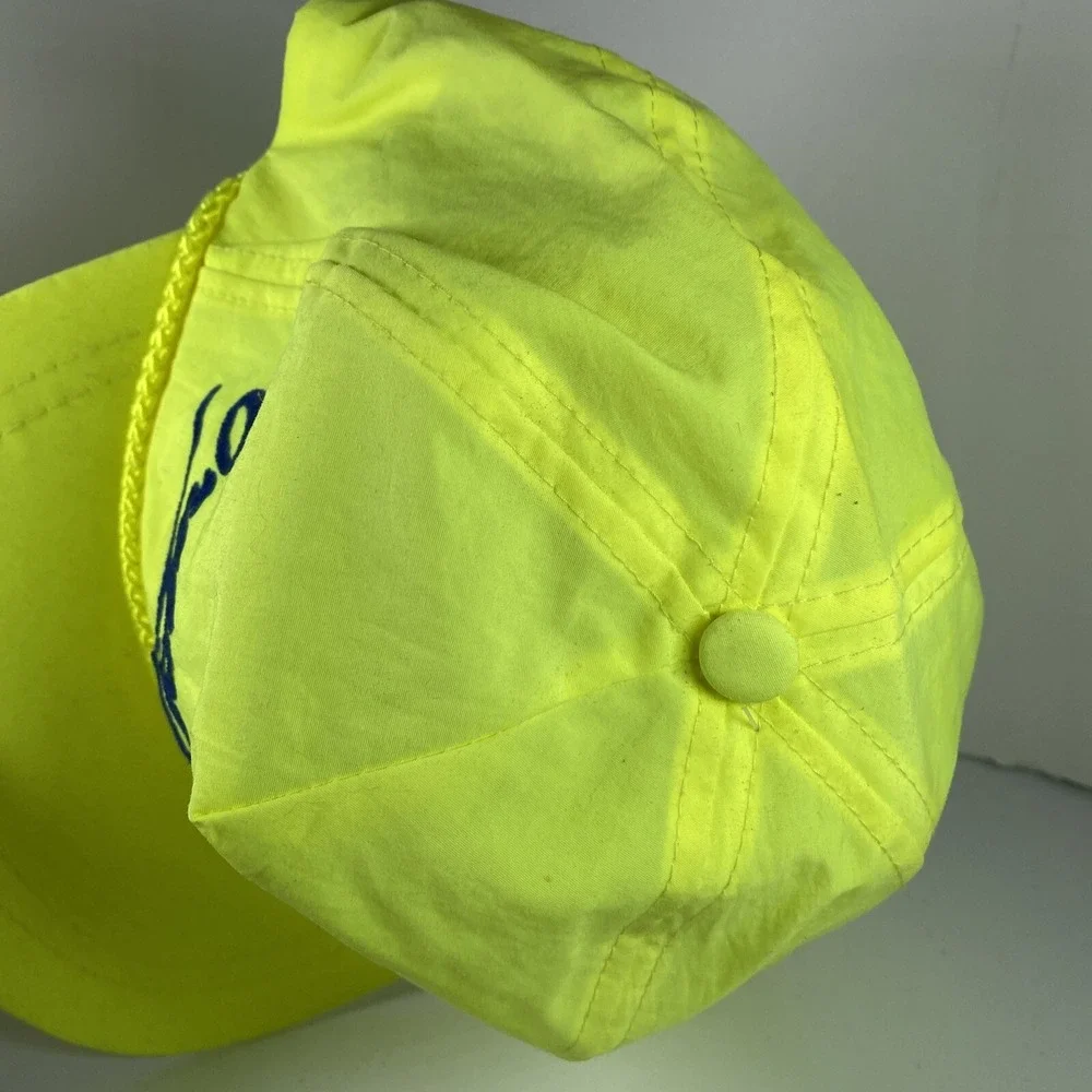 Vtg OREGON COAST Neon Nylon‎ Baseball Cap Snapback Rope Embroidery Spring Break